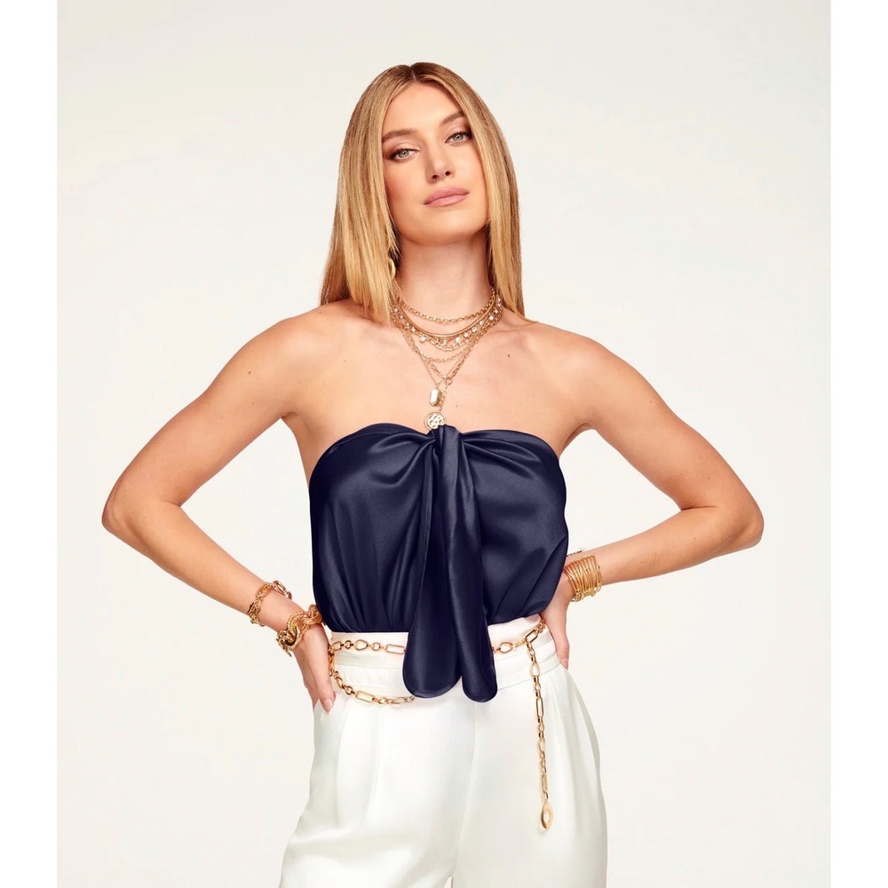 Ramy Brook Red Harriet Multi-Way Silk Halter Top Small S/P Satin Drape Neck - Picture 8 of 10